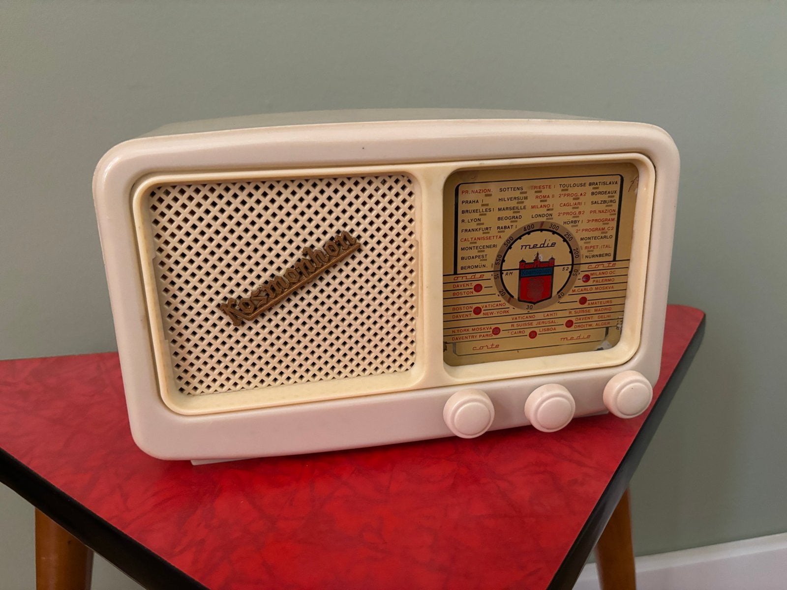 Vintage Buizenradio uit de jaren '50 - Bakeliet - Werkend, Ophalen of Verzenden, Gebruikt, Radio