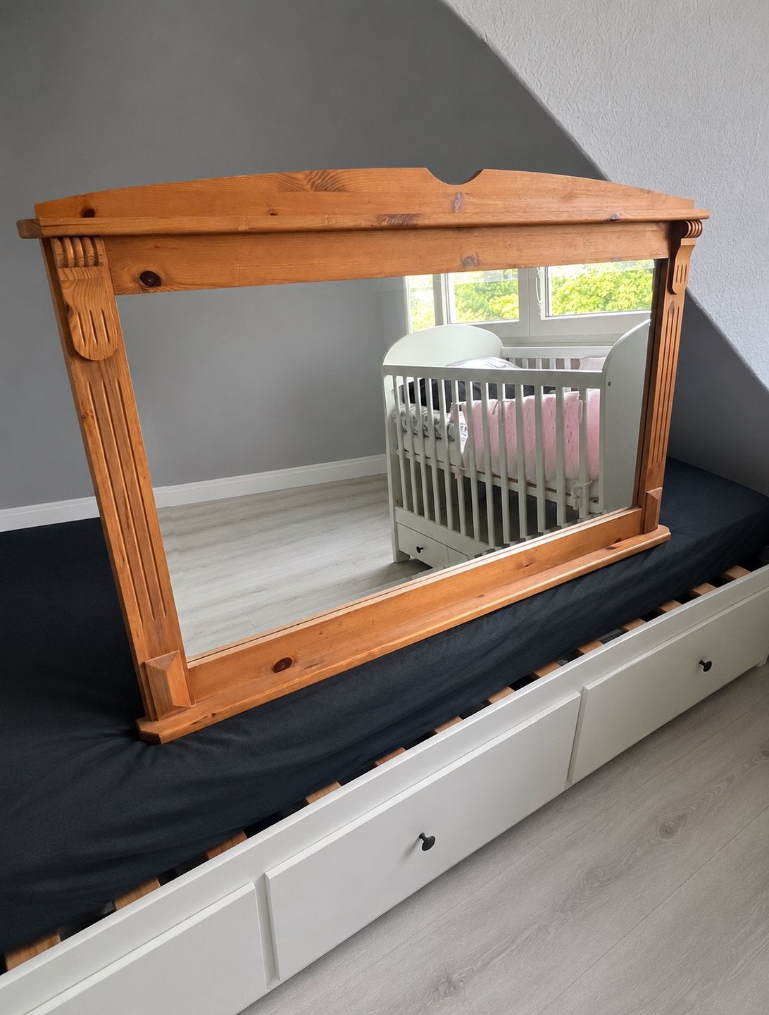 Grote houten spiegel, Ophalen, Rechthoekig