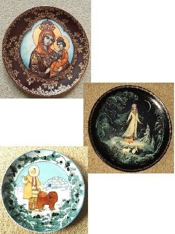 2 Russische Porseleinen borden en  1  Unicef bord, Ophalen of Verzenden