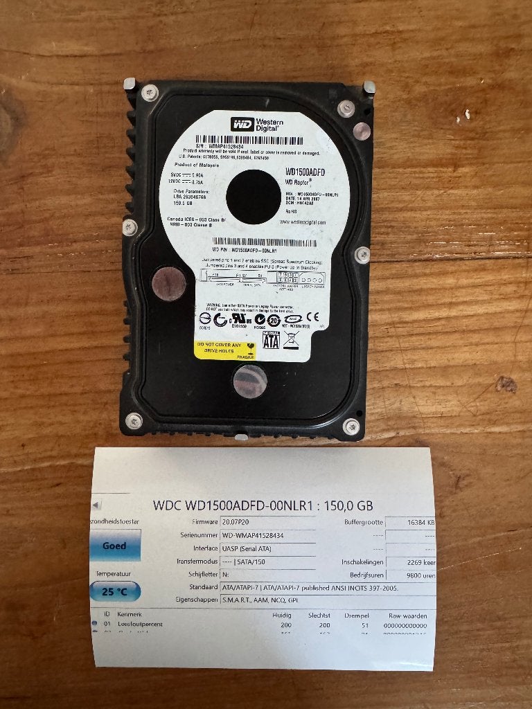 7 stuks Interne Sata HD's, Computers en Software, Harde schijven, Ophalen, Intern, Gebruikt, Western Digital (WD)