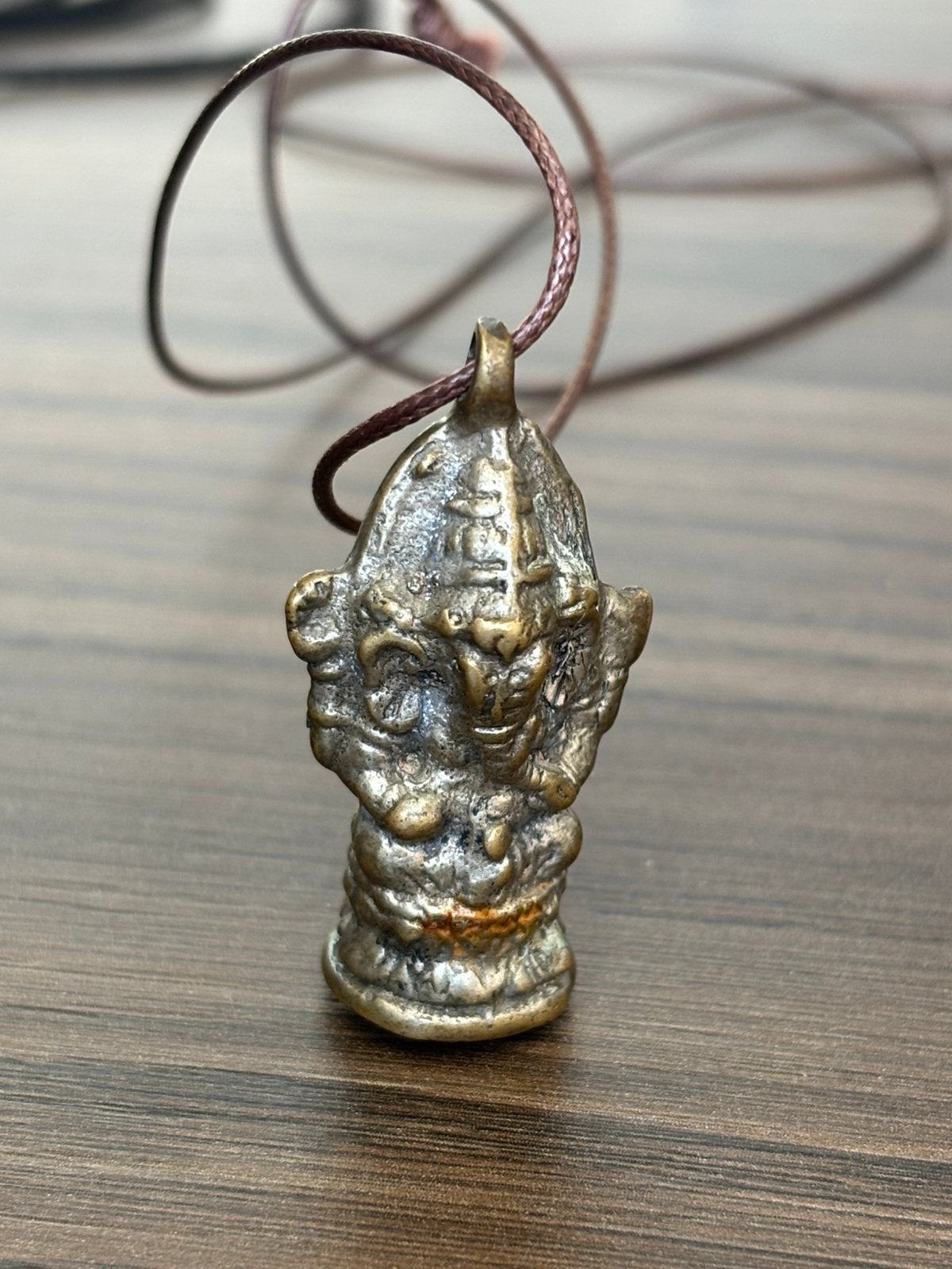 Thaise amulet kettinhanger Ganesha en Hermit Por Kae, Ophalen of Verzenden, Gebruikt, Zilver, Overige materialen