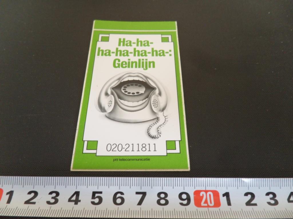 sticker PTT Telecom Geinlijn 020-211811, Verzamelen, Stickers, Ophalen, Zo goed als nieuw