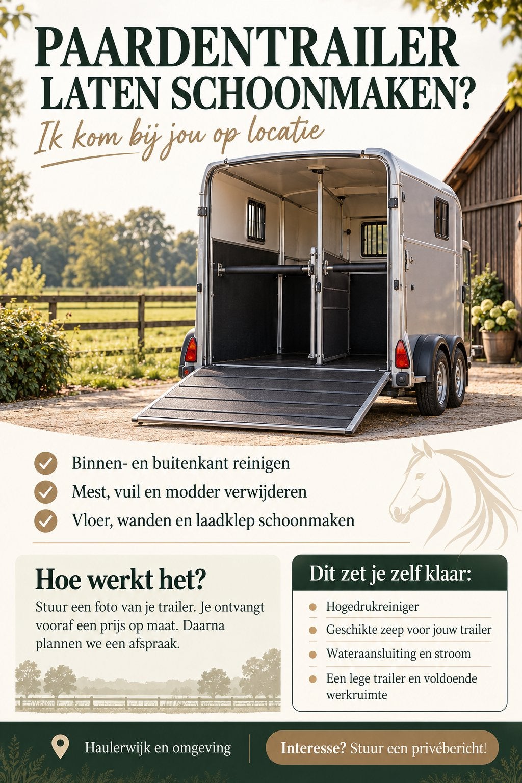 Paarden kar vrachtwagen of veewagen schoon?, Dieren en Toebehoren, Ophalen of Verzenden
