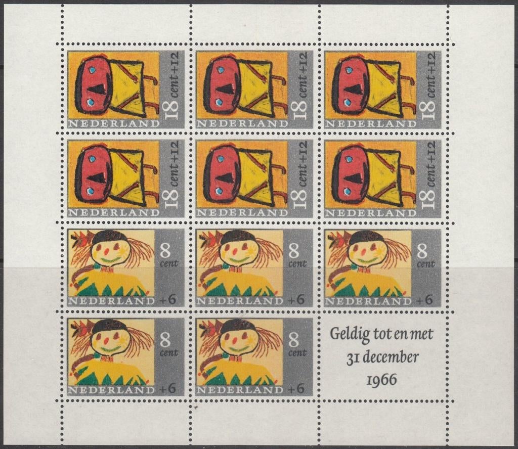 Nederland NVPH 854 1e Kinderblok 1965 luxe postfris, Postzegels en Munten, Postzegels | Nederland, Ophalen of Verzenden, Na 1940