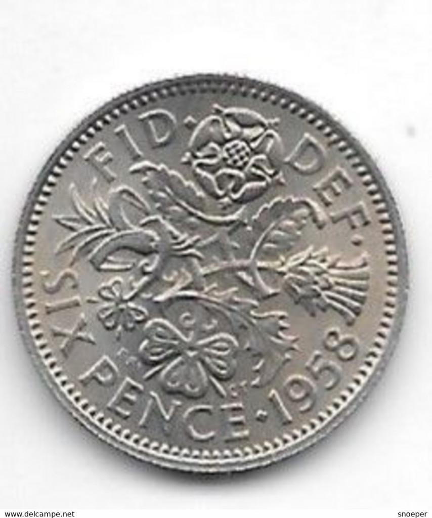 great britain 6 pence 1958 km 903 unc/ms63 cat val 12,50$, Verzenden, Overige landen, Losse munt