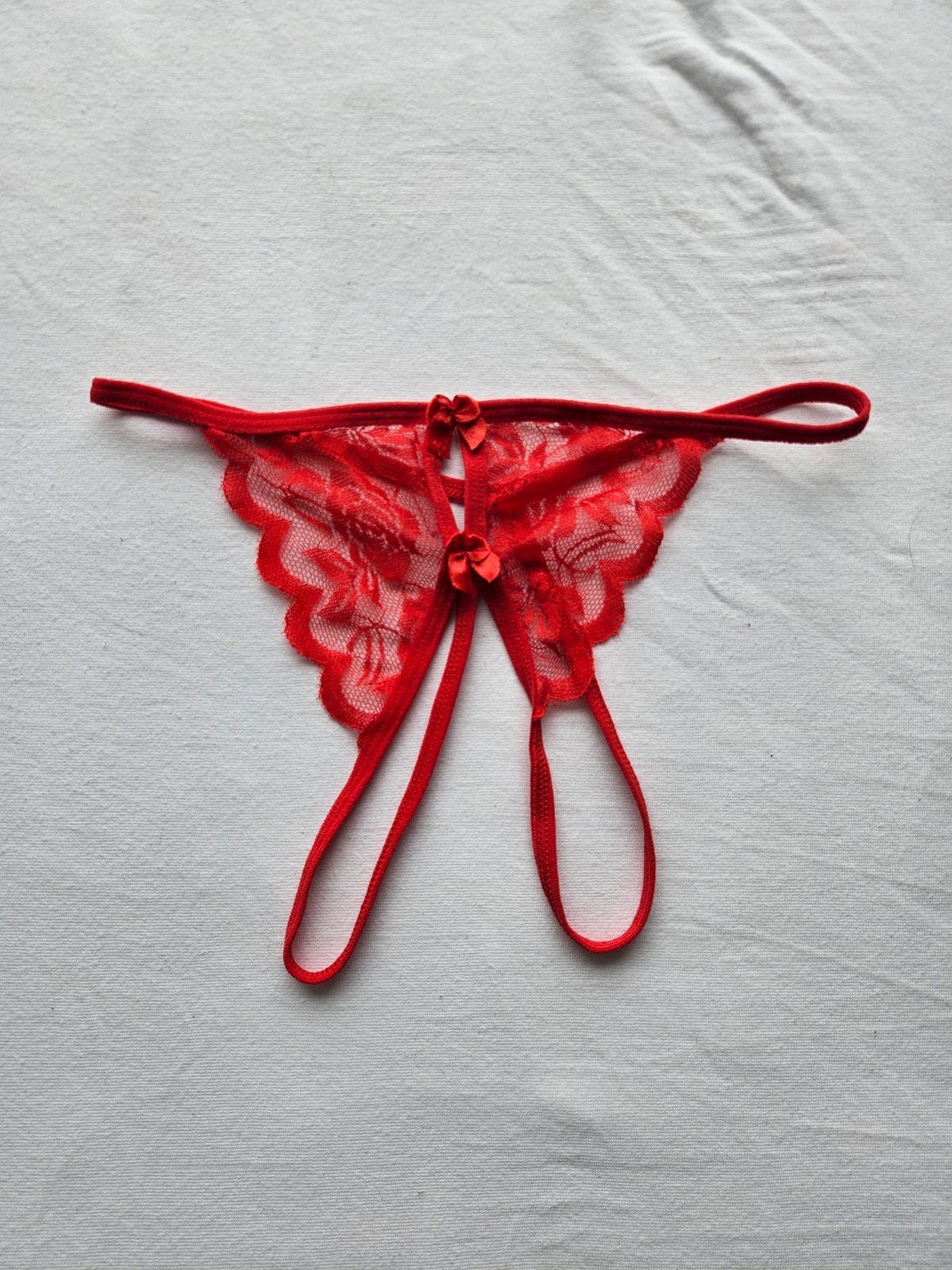 Roze crotchless string - Maat M, Verzenden, Roze, String