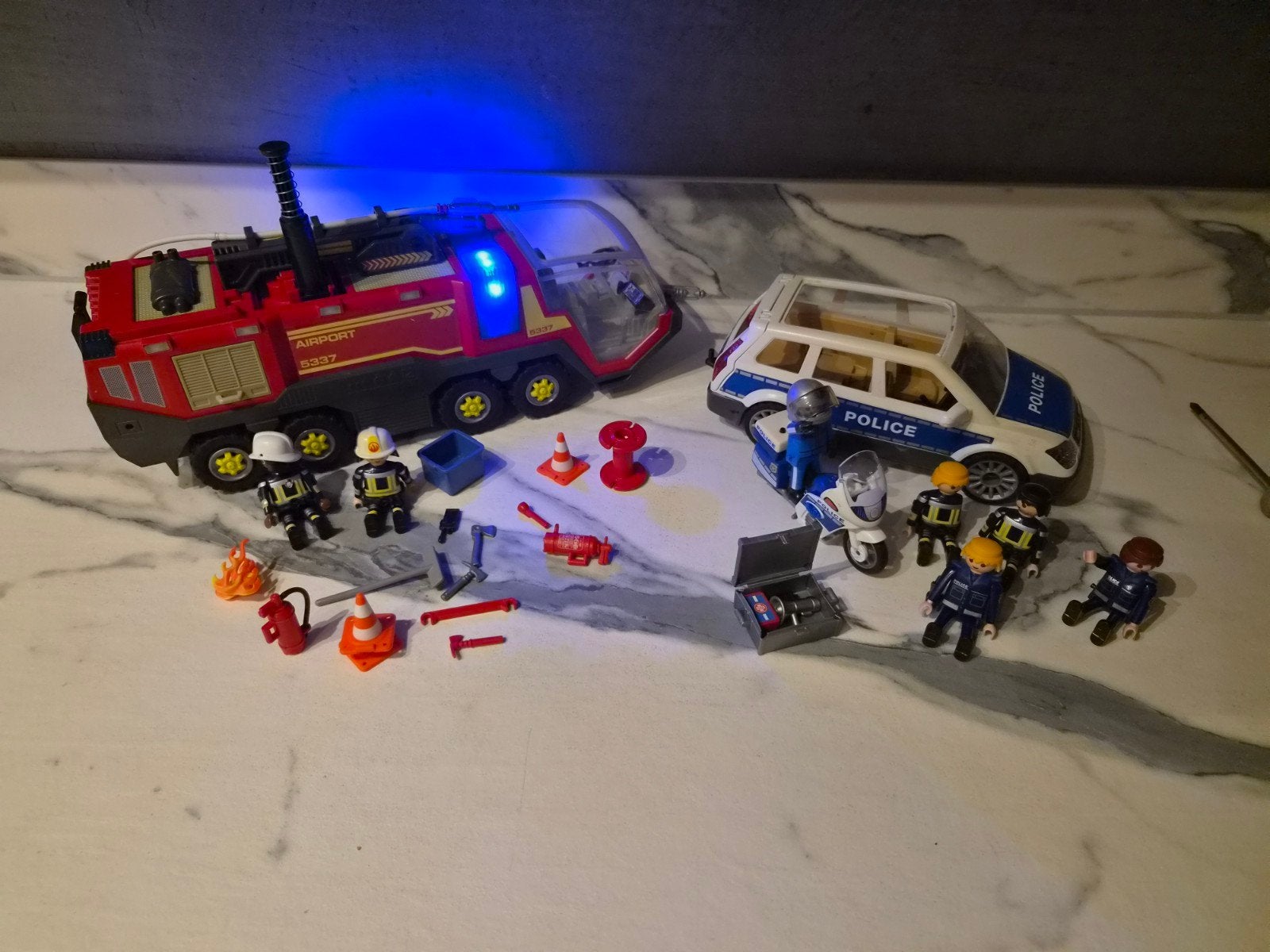 Playmobil Brandweerwagen en Politieauto Set, Ophalen, Gebruikt, Complete set, Voertuig