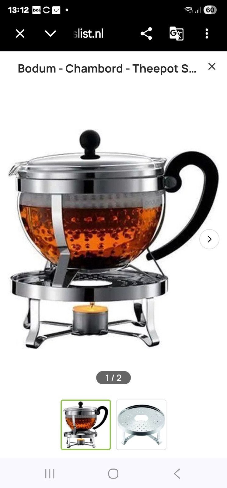 Bodum theepot met theelicht - Nieuw, Theepot/fluitketel, Glas, Nieuw, Bodum