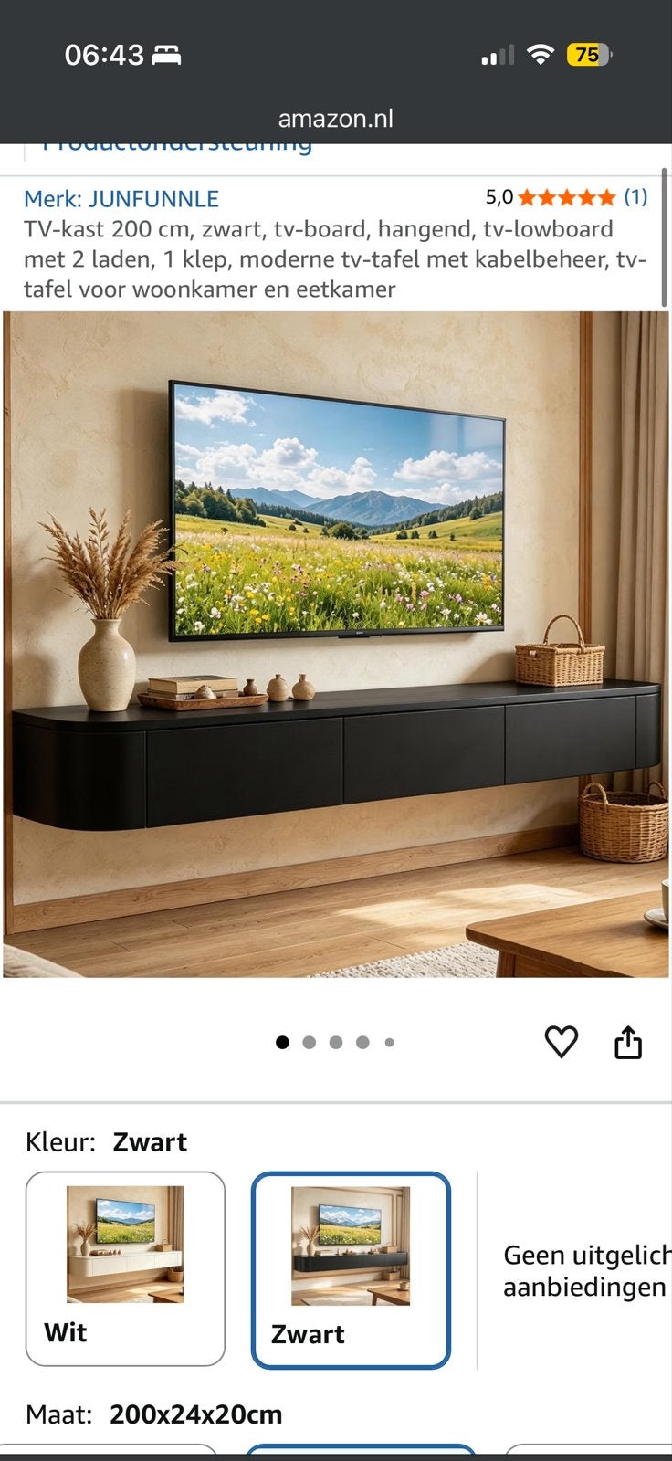 NIEUW TV meubel zwevend 200x24x20, Ophalen, Overige materialen, Nieuw, 200 cm of meer