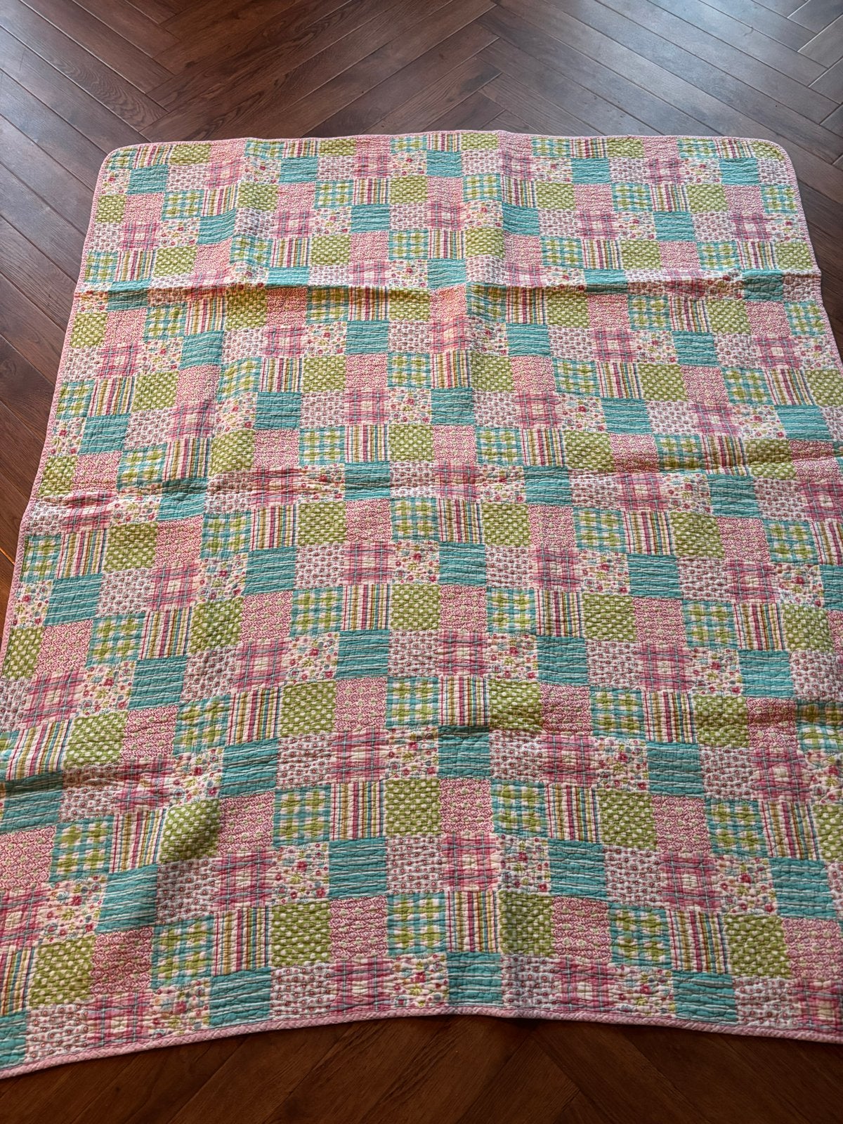 Plaid roze/blauw geruit - 130x150, Ophalen of Verzenden, Gebruikt, Plaid, Meerkleurig