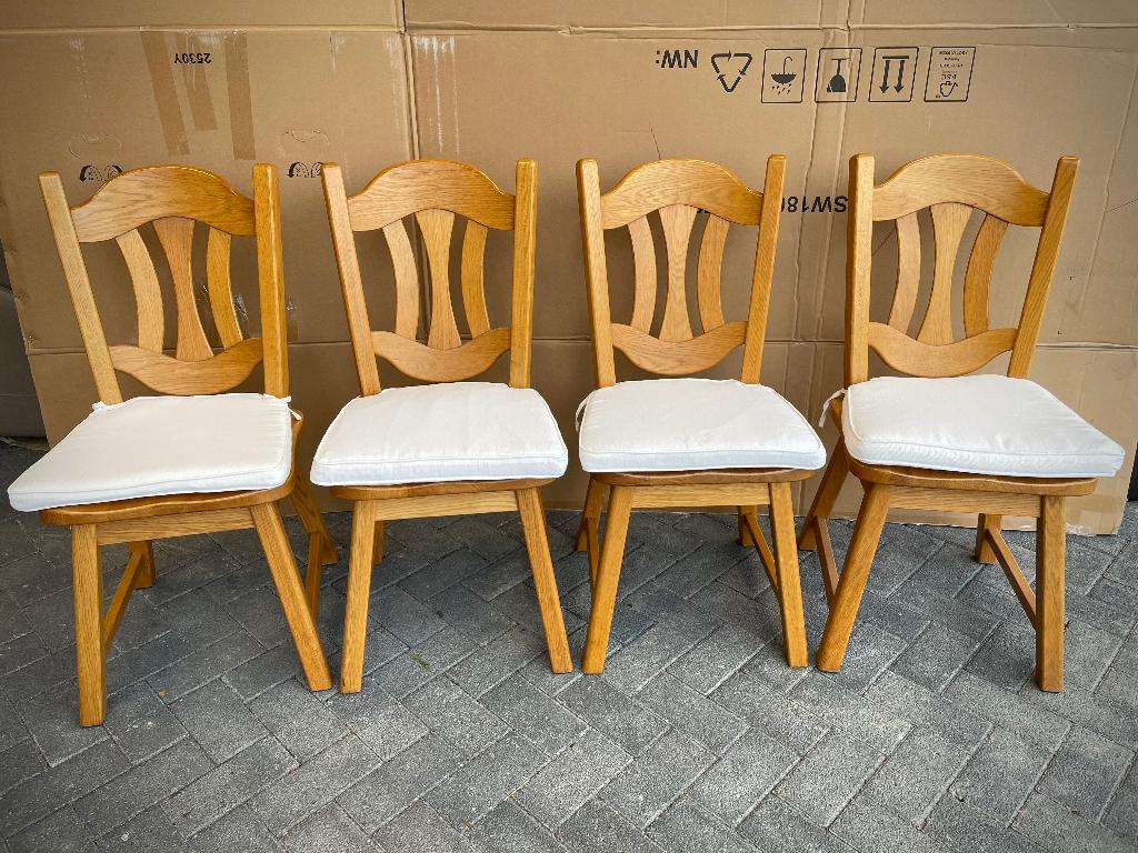 4 massief eiken stoelen - NIEUW, Huis en Inrichting, Stoelen, Ophalen, Bruin, Nieuw, Vier