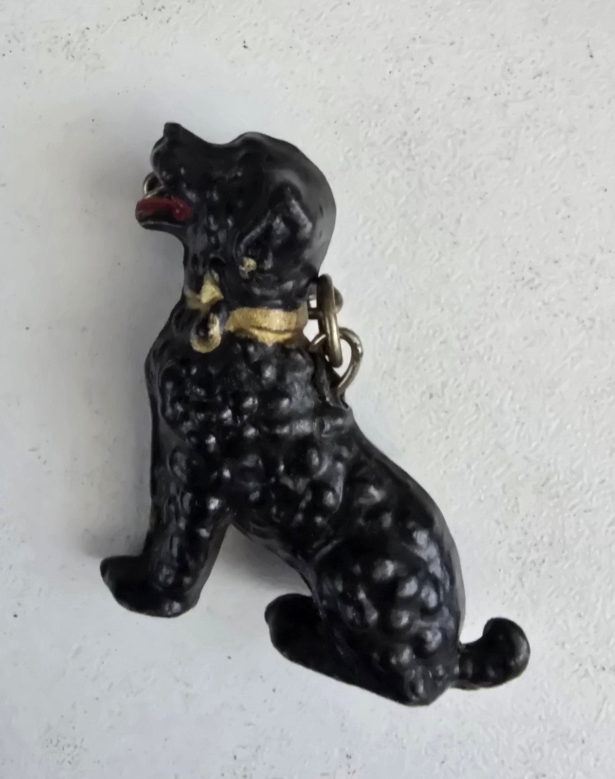 Vintage Sleutelhanger Zwarte Poedel Hond, Ophalen of Verzenden