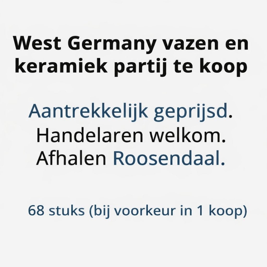 Partij 68 West Germany vazen / keramiek | complete collectie, Ophalen