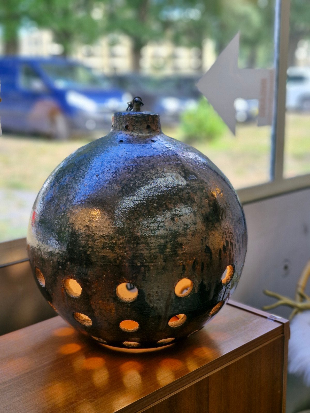 Vintage Brutalistische Sejer Keramik Hanglamp (Jaren 60/70), Ophalen, ., Metaal, Sejer