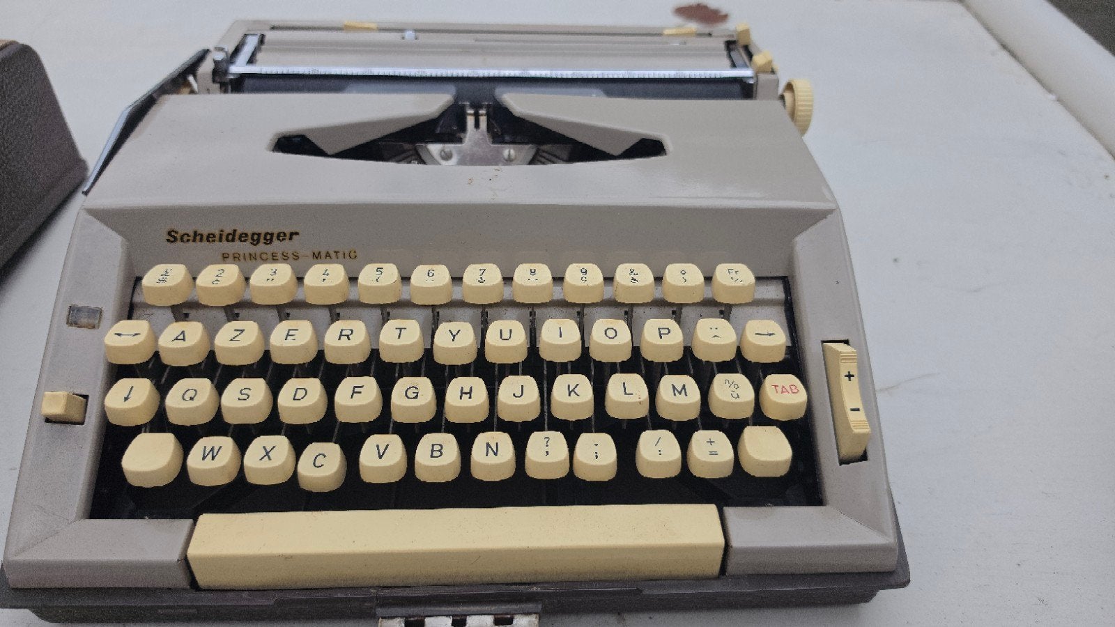 Vintage Scheidegger Princess-Matic Schrijfmachine in Koffer, Ophalen of Verzenden