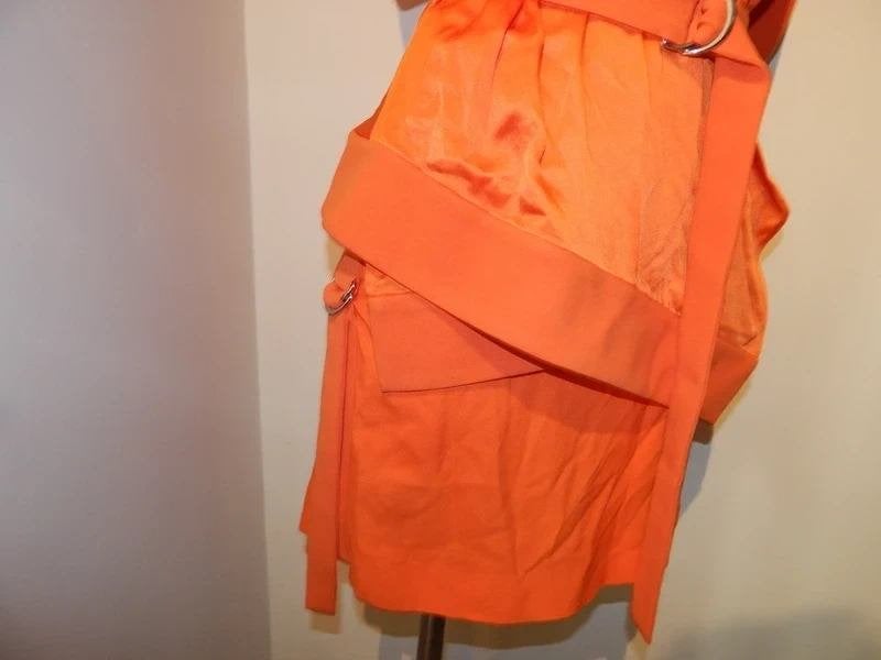 Mugler fel oranje jurk echte eye catcher aparte details F36, Verzenden, Oranje, Zo goed als nieuw, Knielengte