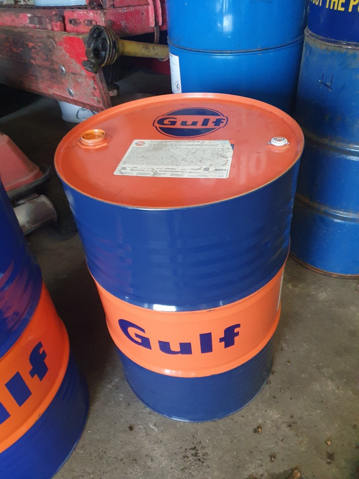 Oliedrums olievaten decoratie industriële gulf 200 liters, Tuin en Terras, Ophalen