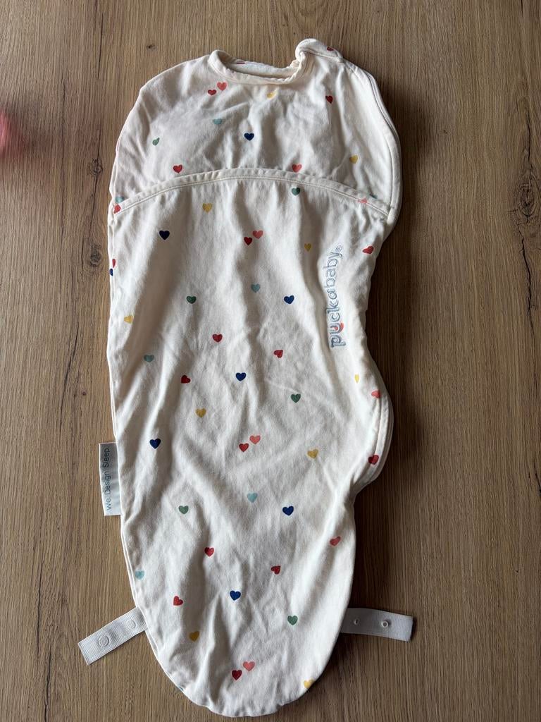 Puckababy Piep inbakerzak 0-3 maanden met hartjes, Ophalen of Verzenden, Zo goed als nieuw, Minder dan 70 cm, Bakerzak of Bakerdoek