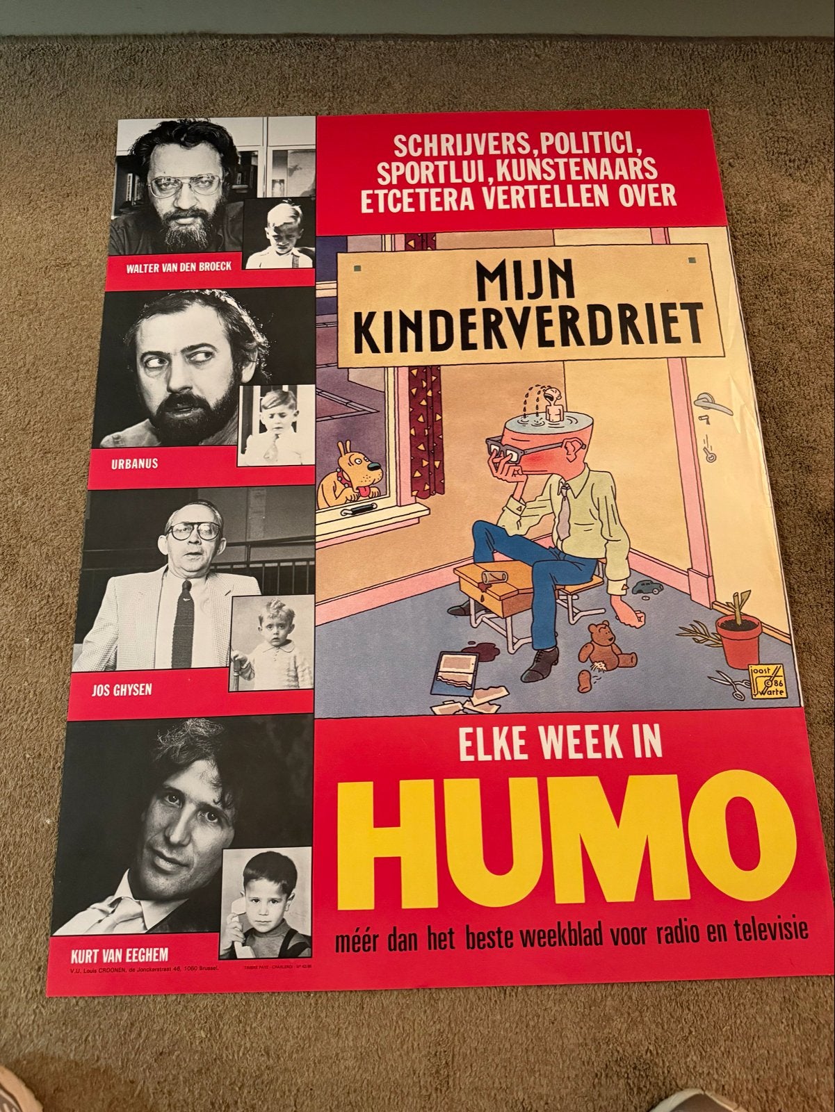Grote Humo poster Joost Swarte - Mijn kinderverdriet, Ophalen of Verzenden, Kuifje, Gebruikt, Plaatje, Poster of Sticker