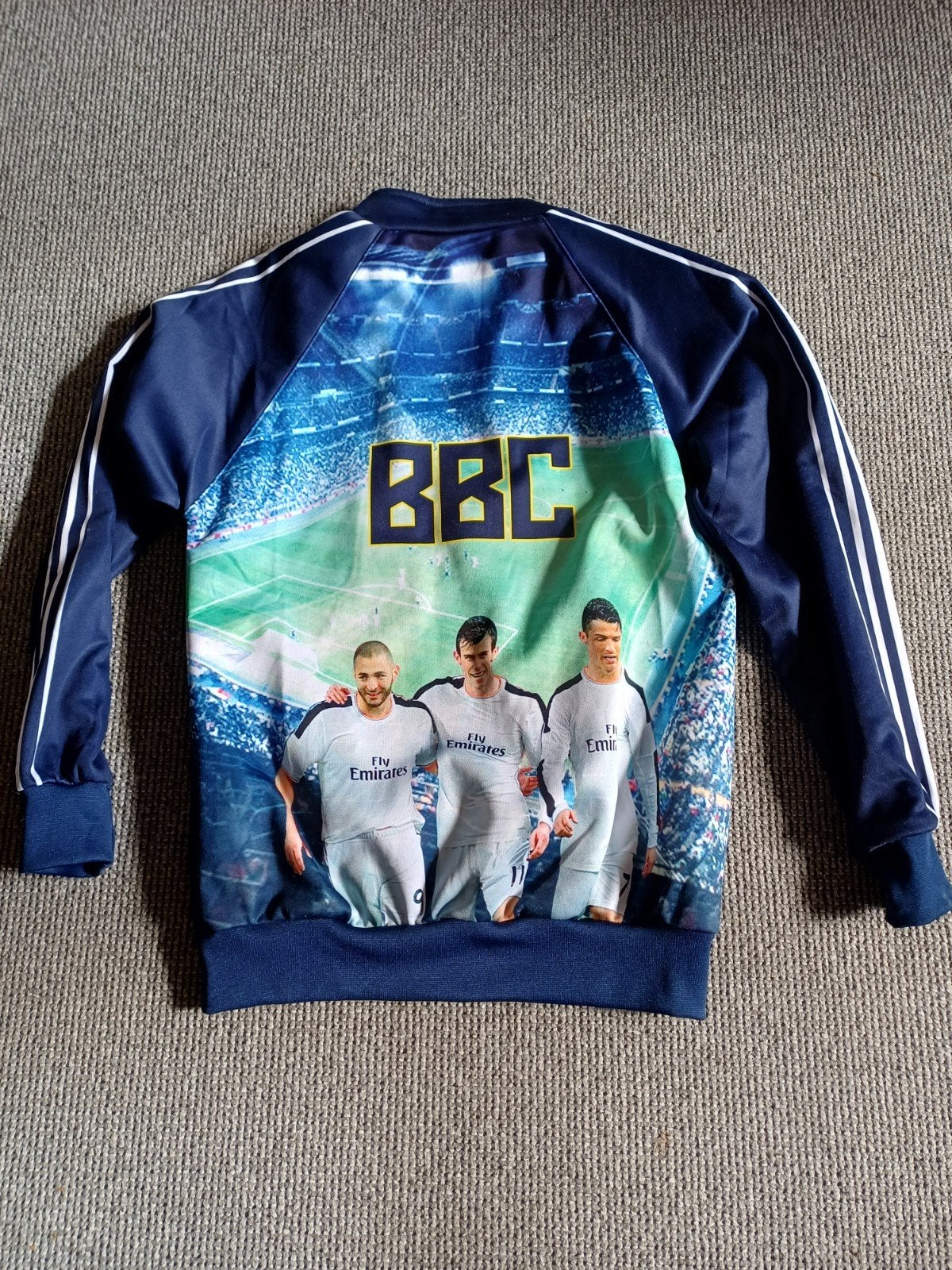Real Madrid Trainingsjack BBC Benzema Bale Ronaldo, Ophalen of Verzenden, Gebruikt, Real Madrid, Jongen