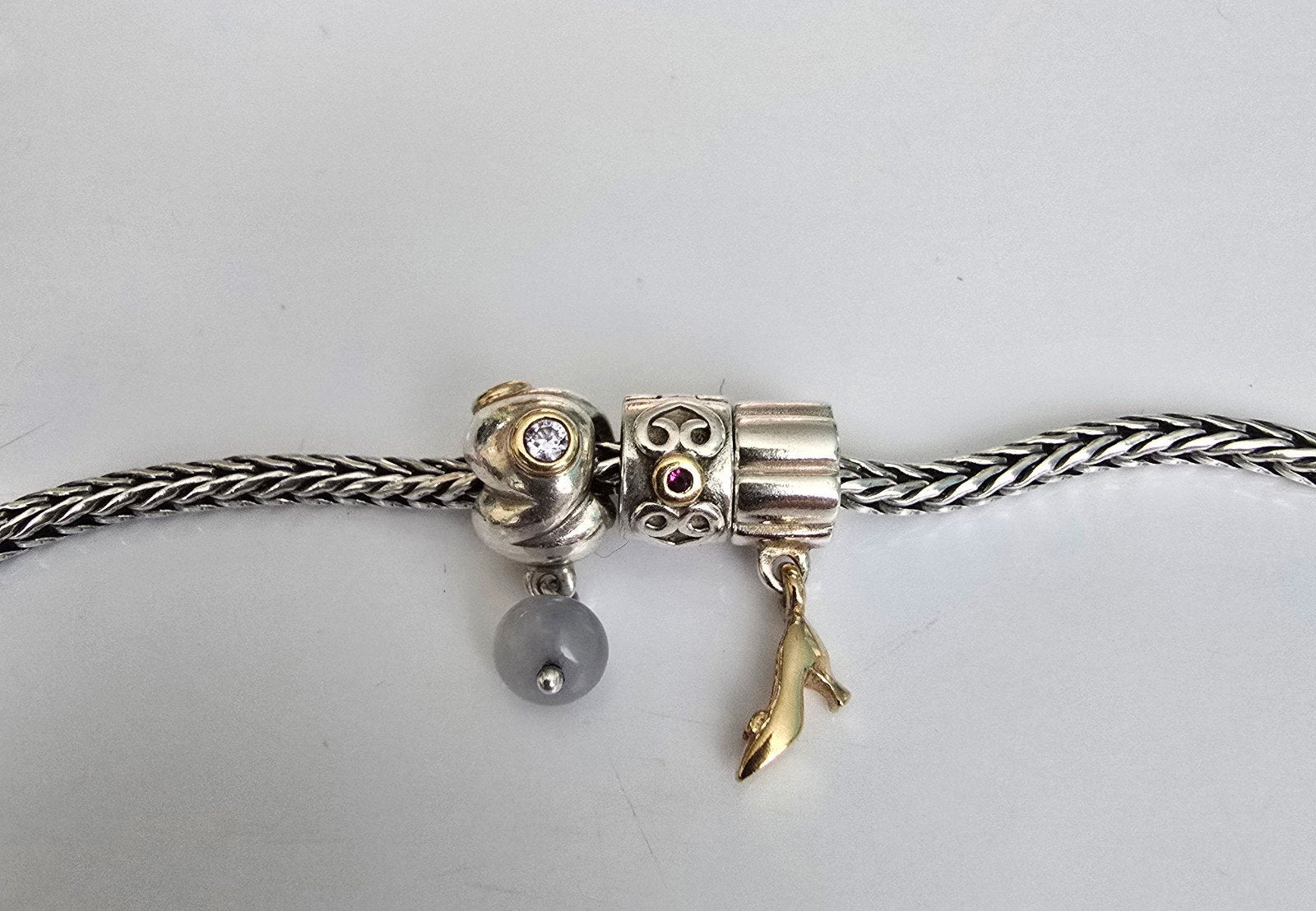 Prachtige zilveren Pandora bedels/clip met 14 karaat goud, Ophalen of Verzenden, Zo goed als nieuw, Zilver, Pandora