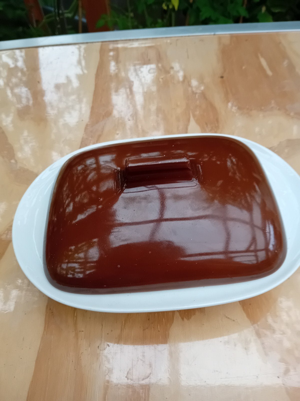 Mooie vintage botervloot met bruine deksel, Ophalen