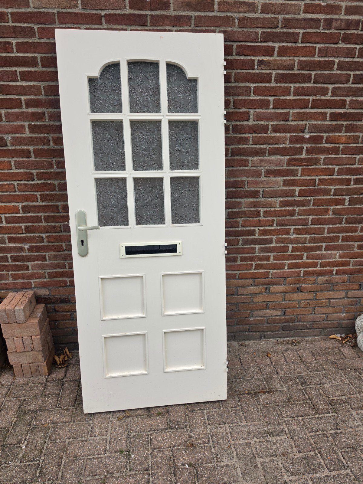 Hardhouten voordeur met 3-puntsluiting, 82,5x200,5 cm, Gebruikt, 80 tot 100 cm, Ophalen of Verzenden, Buitendeur