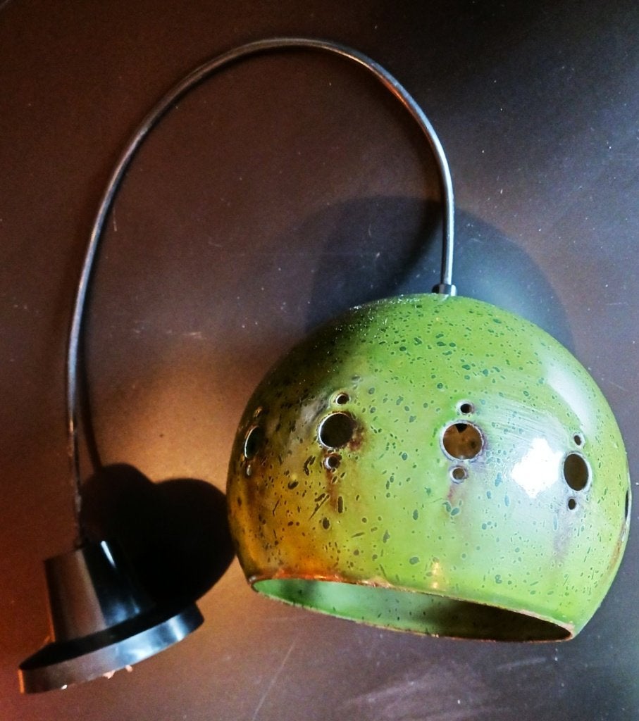 Vintage Groene Emaille Hanglamp / Jaren 70 / Retro Bol, Vintage / Retro / Industrieel / Mid-century modern / Botanisch, Kunststof