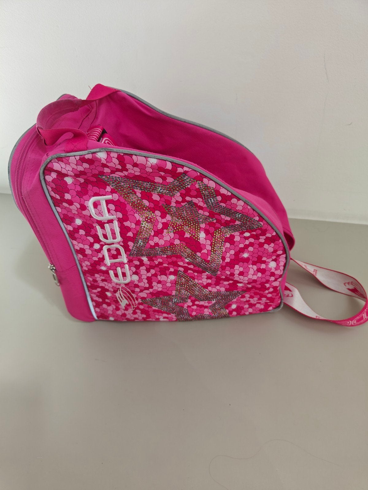 Roze Edea schaatstas met glitterpatroon, Sieraden, Tassen en Uiterlijk, Overige merken, Gebruikt, 25 tot 40 cm, Ophalen of Verzenden