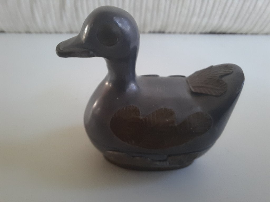 Decoratieve tinnen eendje met koperbeslag, Verzamelen, Ophalen of Verzenden, Zo goed als nieuw, Dier