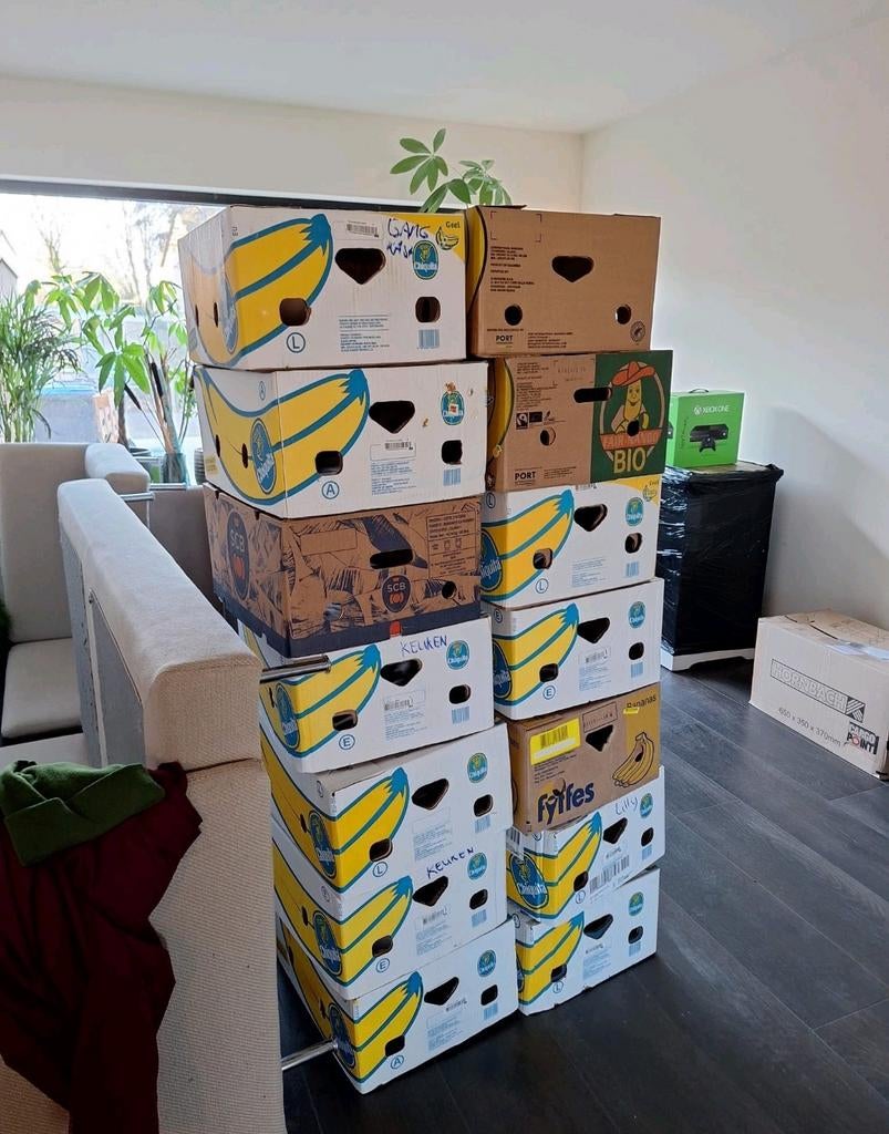 Gratis bananen dozen, verhuisdozen, Doe-het-zelf en Verbouw, Kratten en Dozen, Ophalen, Doos, 40 tot 60 cm, 50 tot 75 cm