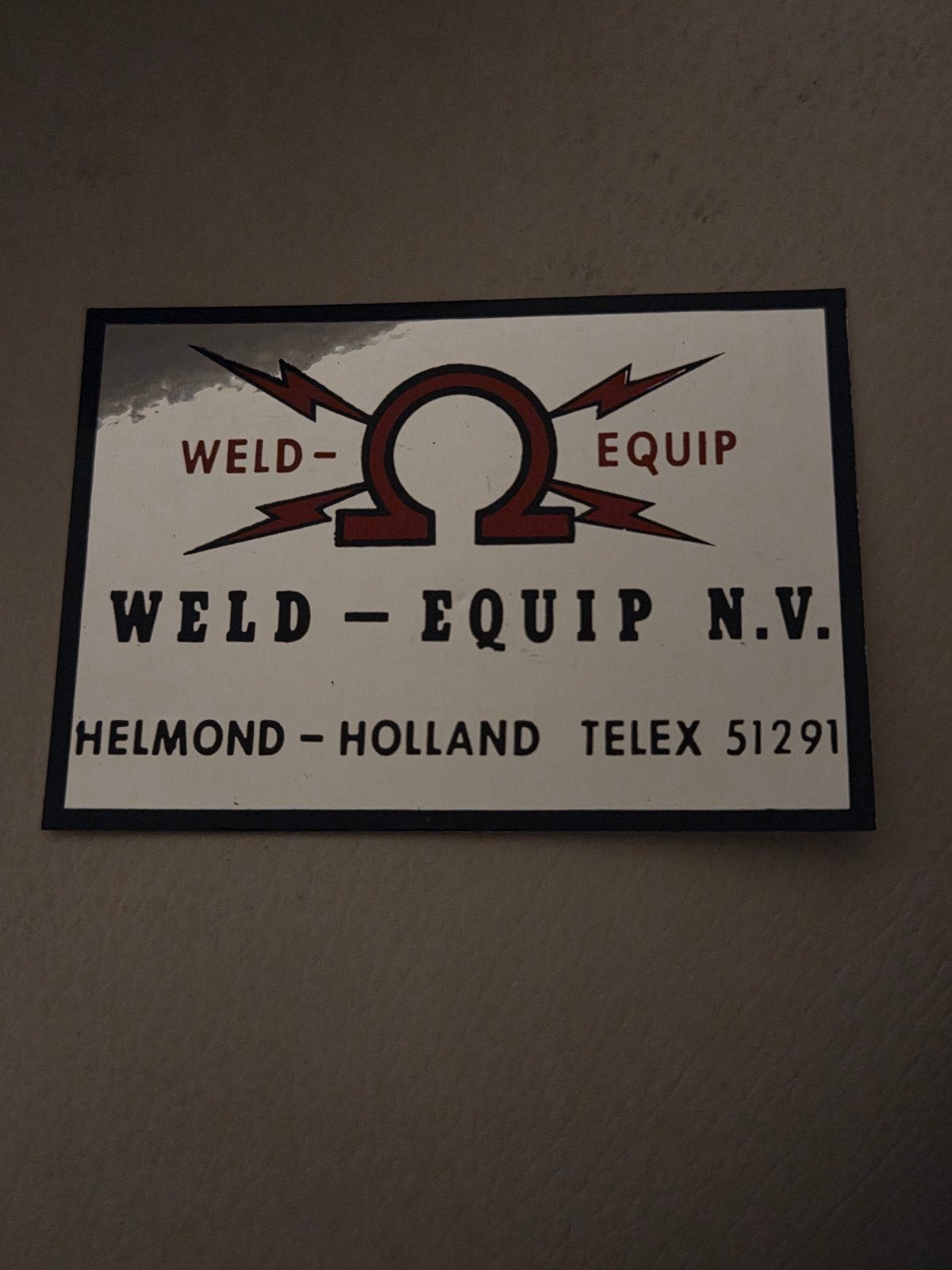 1600 Vintage Weld-Equip N.V. Helmond Sticker 10x7 cm, Ophalen of Verzenden, Nieuw, Overige typen
