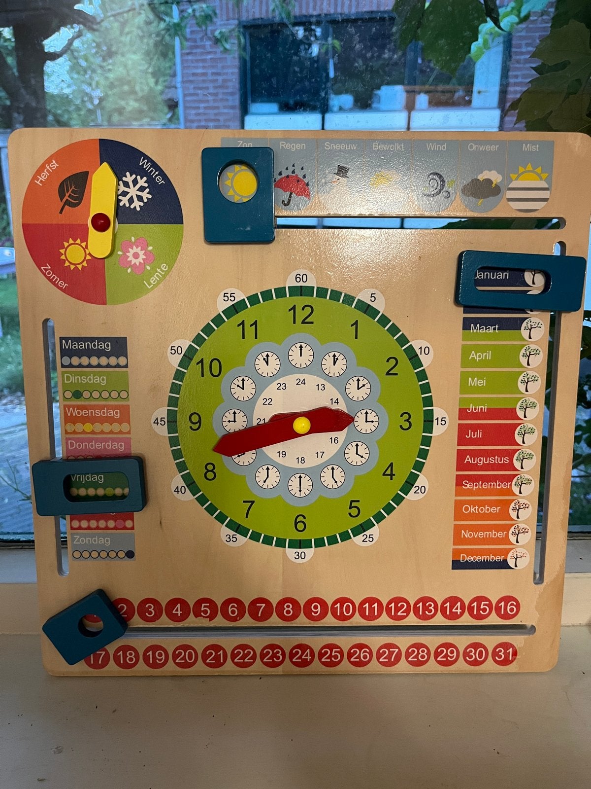Houten kalender / klok van New Classic Toys, Ophalen, Zo goed als nieuw, Overige typen