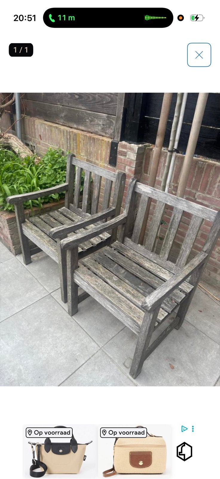 Houten tuinstoelen, Ophalen, Gebruikt, Hout