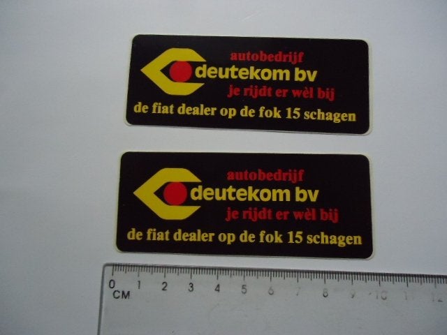 sticker oud FIAT dealer Deutekom schagen autobedrijf auto, Verzenden, Zo goed als nieuw, Bedrijf of Vereniging
