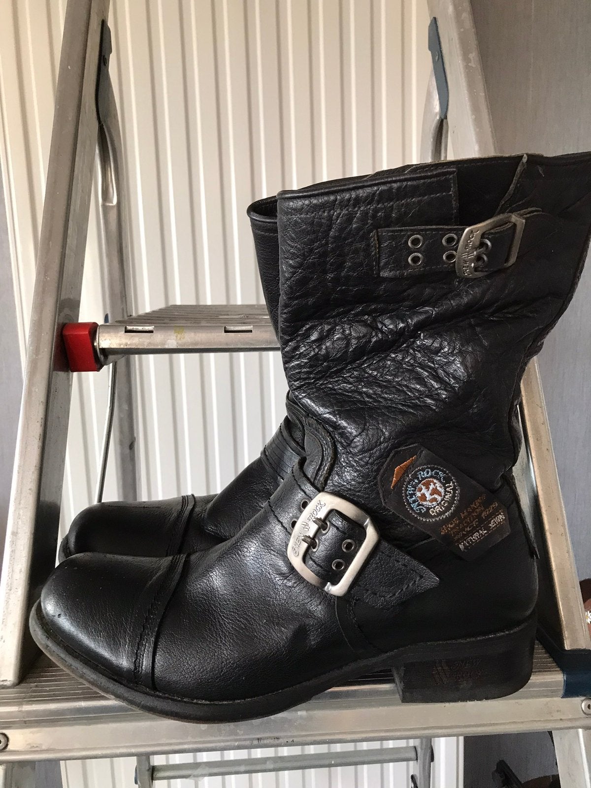 New rock leren heren laarzen mt 44 vaste prijs 30 euro., Ophalen, Tweedehands, Heren, Laarzen