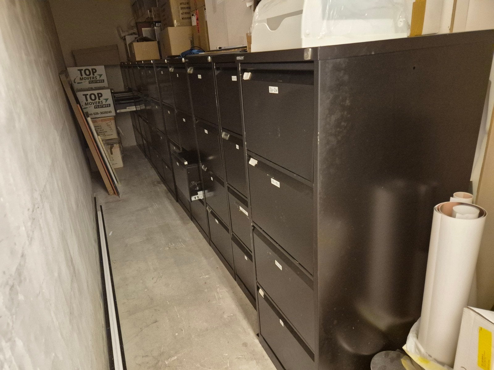 Zwarte Metalen archiefkasten met 4 lades, Ophalen, Gebruikt, 25 tot 50 cm, Minder dan 100 cm