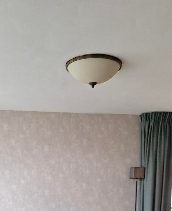 2 Plafonnières - 43 cm doorsnede, Huis en Inrichting, Lampen | Plafondlampen, Ophalen, Gebruikt, Glas, Klassiek