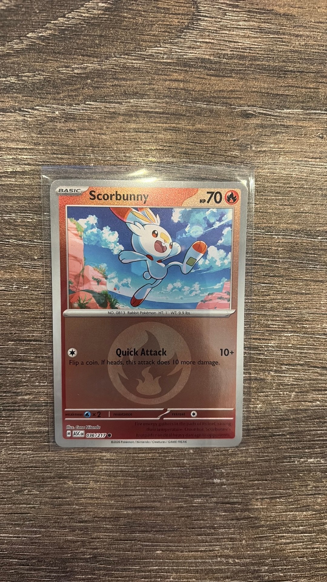 ASC Scorbunny 036/217 Energy Reverse holo, Ophalen of Verzenden, Zo goed als nieuw