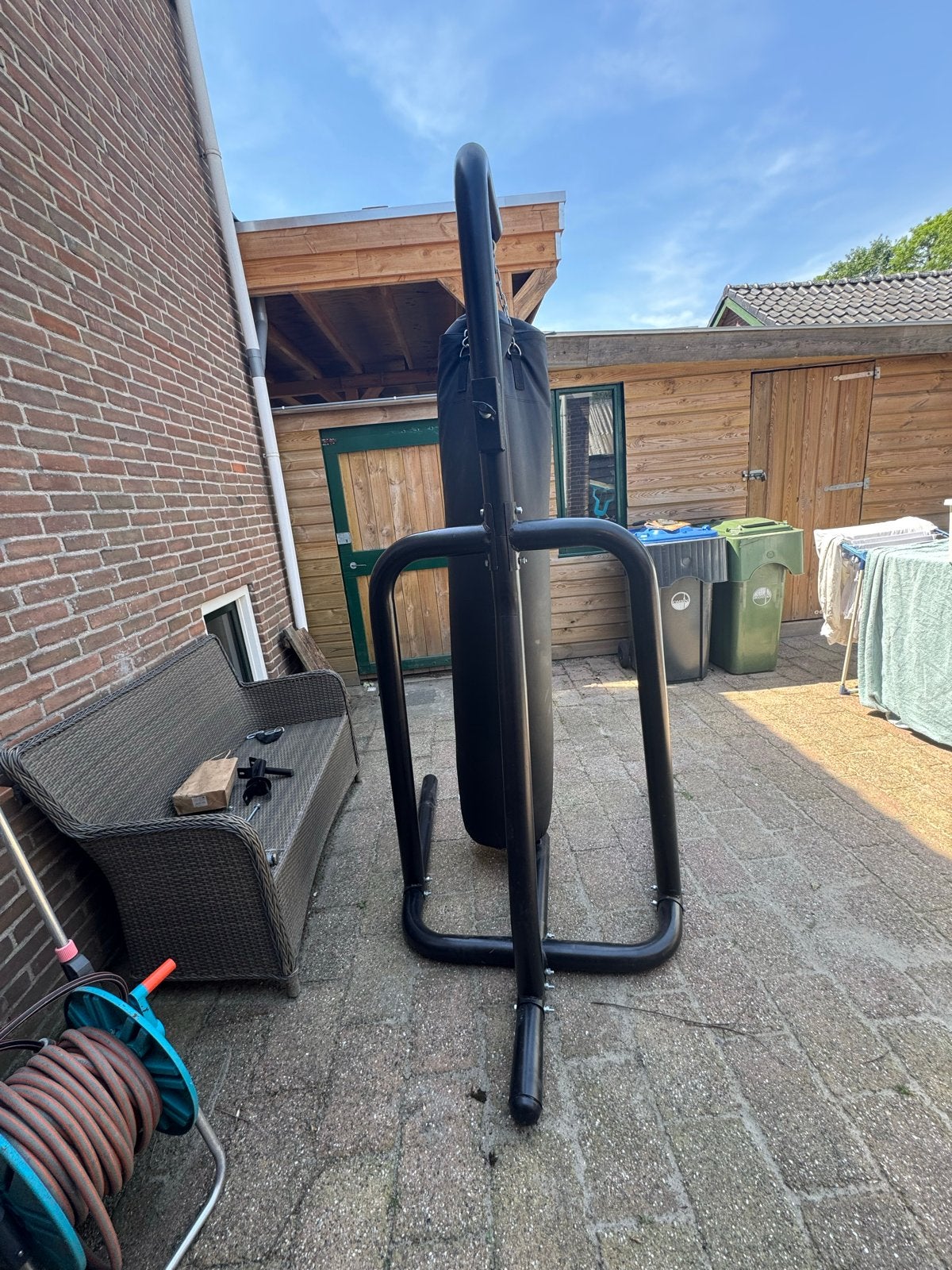 Bokszak 50 kg met standaard - Makkelijk op te zetten!, Sport en Fitness, Vechtsporten en Zelfverdediging, Ophalen, Gebruikt, Vechtsportmateriaal