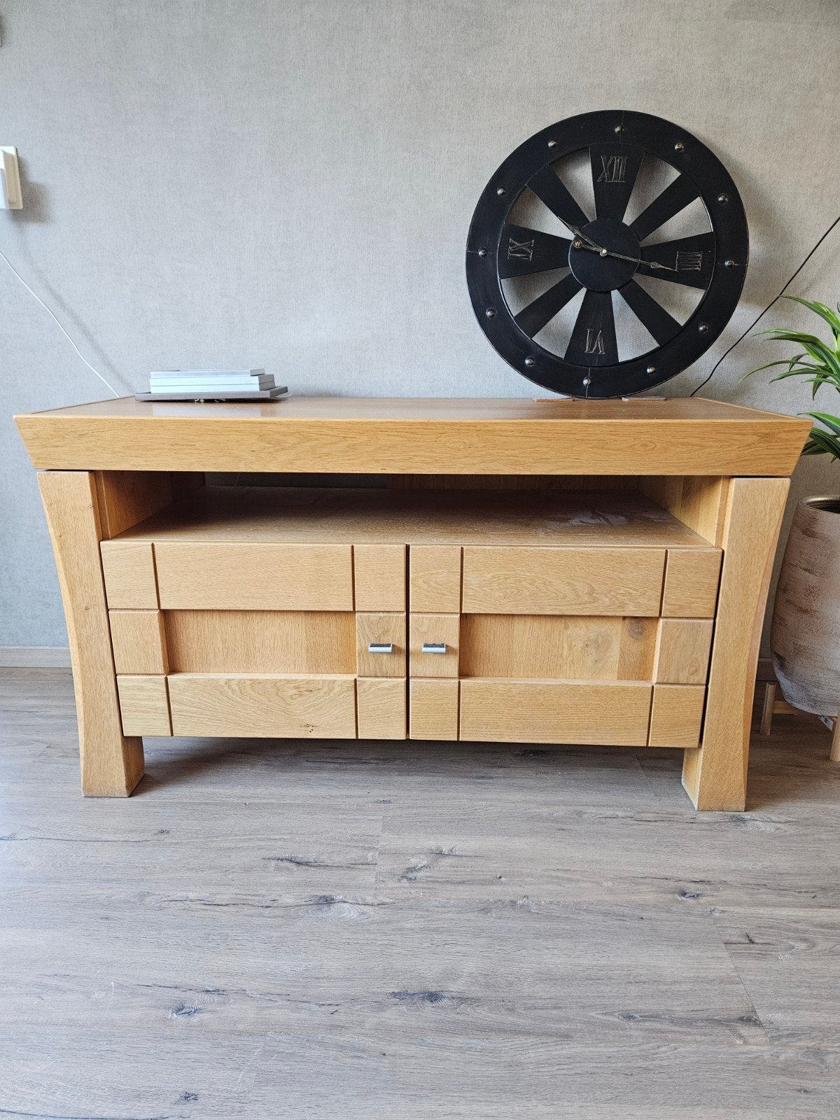 tv meubel massief eiken, Ophalen, Zo goed als nieuw, 25 tot 50 cm