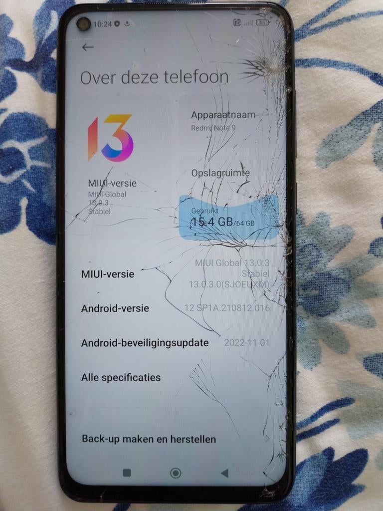 Redmi Note 9 - Gebarsten scherm, werkt nog, Gebruikt, Overige modellen, Ophalen of Verzenden, Zonder simlock