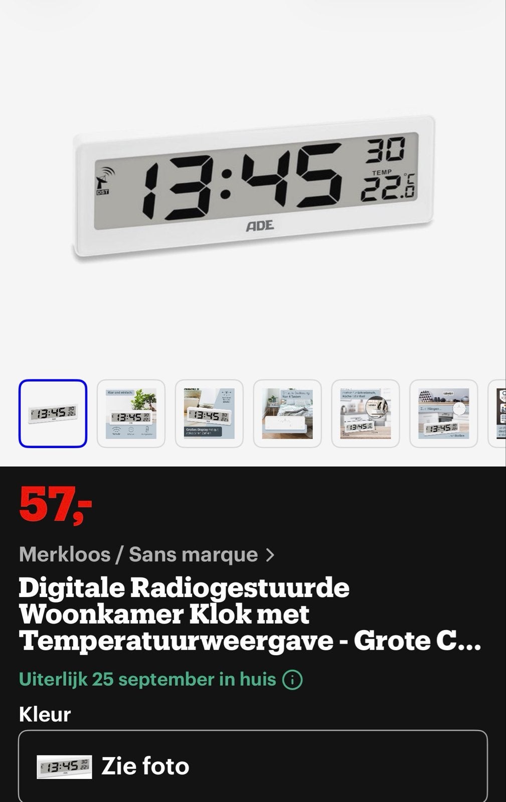 Digitale Radiogestuurde Klok met Temperatuurweergave, Wit, Nieuw, Ophalen of Verzenden, Tafelklok