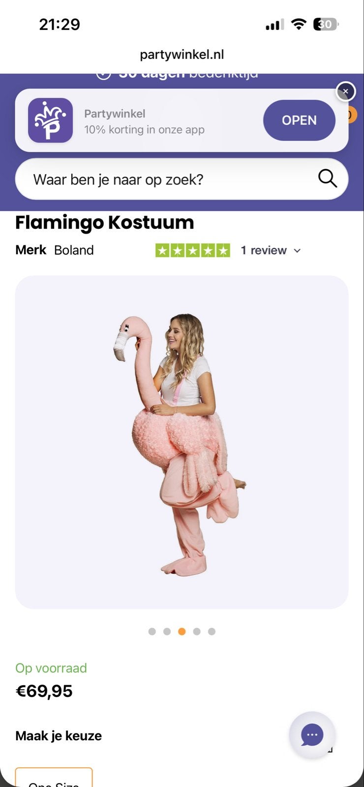 Roze Flamingo Kostuum - One Size, Maat 46/48 (XL) of groter, Ophalen of Verzenden, Kleding, Overige thema's