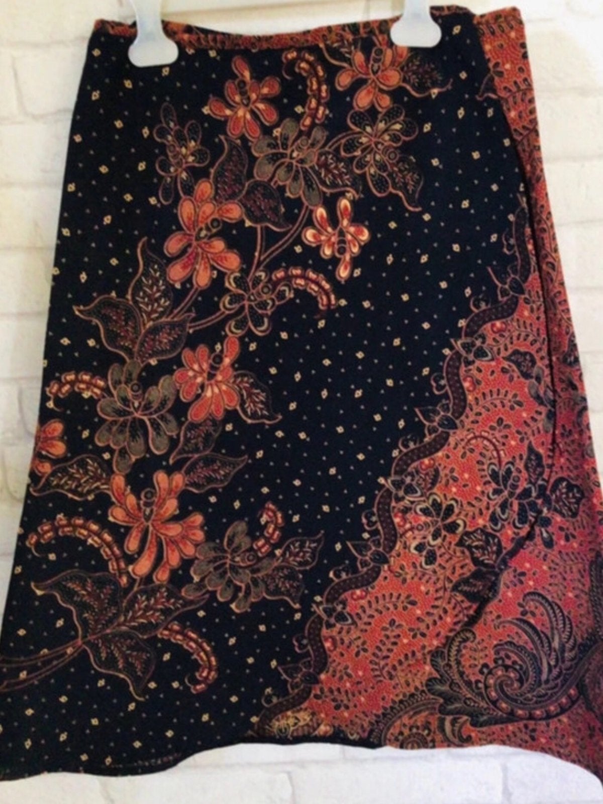 Batik wikkelrok M, Ophalen of Verzenden, Zo goed als nieuw, Maat 38/40 (M), Onder de knie