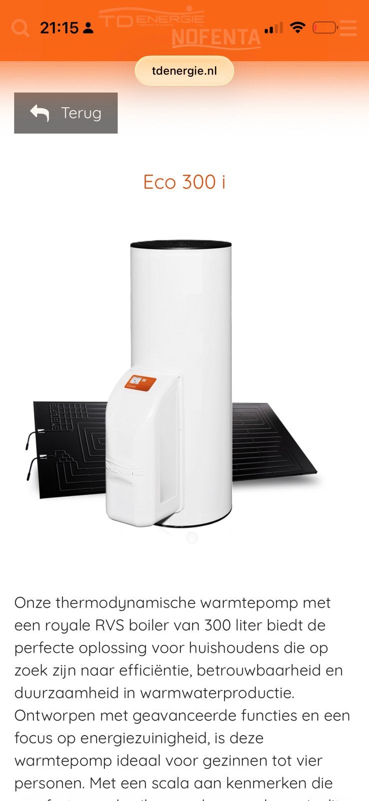 Tapwater thermodynamische warmtepomp 300liter, Ophalen, Gebruikt, 100 liter of meer, Boiler