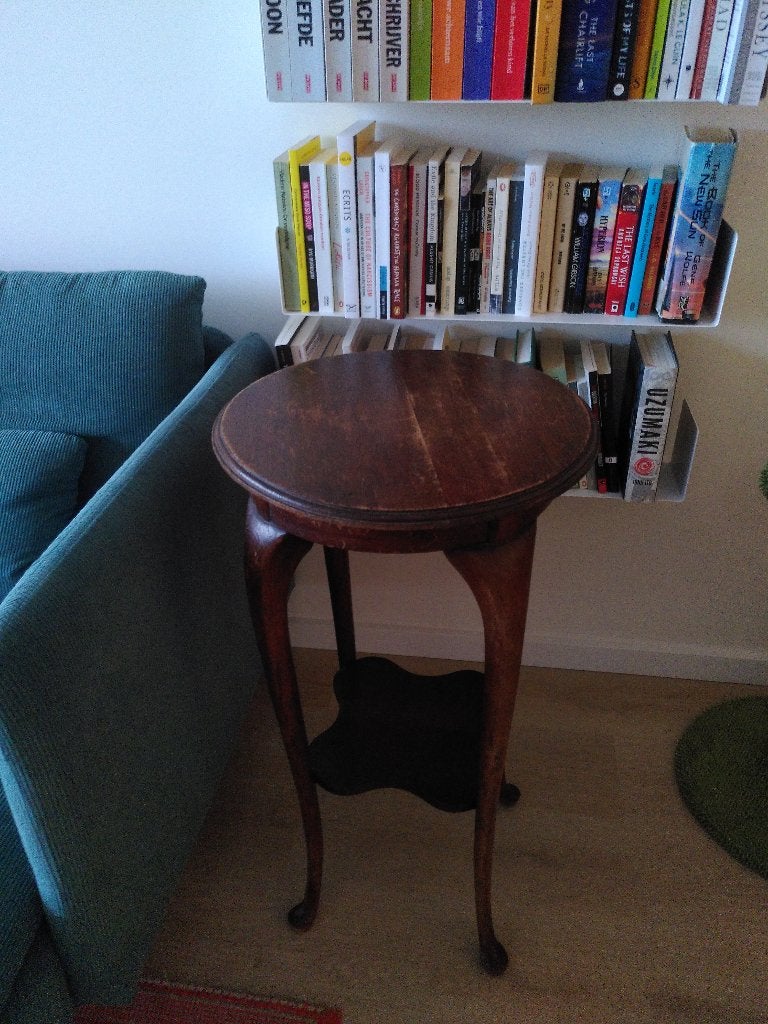 Hoge Vintage Bijzettafel, Huis en Inrichting, Tafels | Bijzettafels, Ophalen, Minder dan 55 cm, Gebruikt, Rond