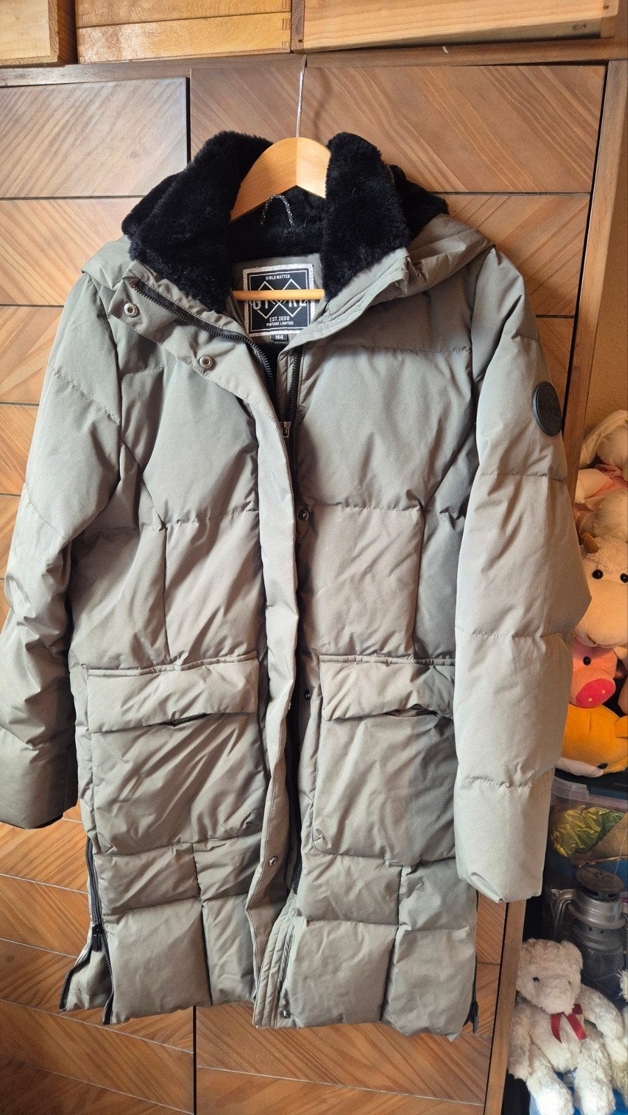 Girls Matter winterjas met capuchon en nep bontkraag, Zo goed als nieuw, Girls Matter, Groen, Ophalen