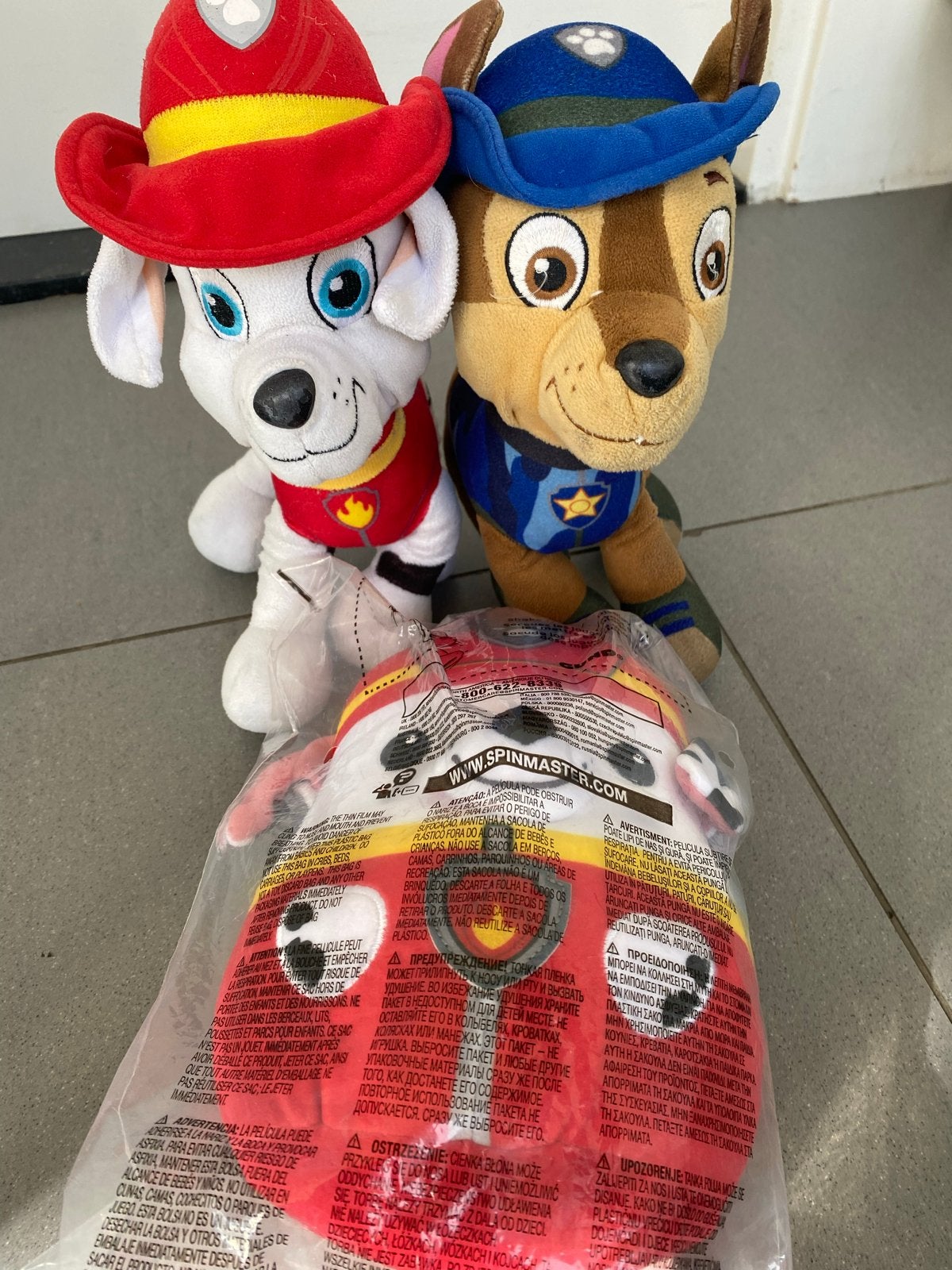 3 Paw Patrol Knuffels: Marshall, Chase en Squishy Marshall, Overige merken, Middelgroot (20 tot 80 cm), Meerkleurig, Paw Patrol