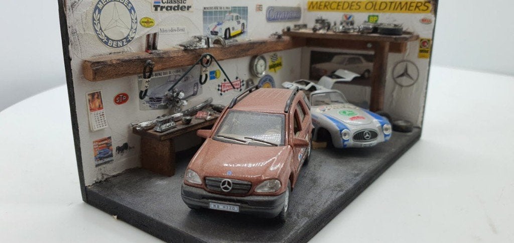 Diorama Mercedes ML en SL Werkplaats - Hobby ruimte, Ophalen, Diorama, ?, ?